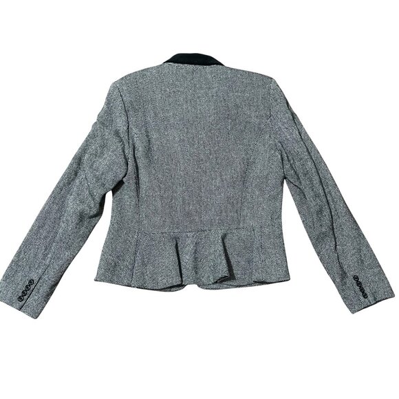 Chaps Womens Wool & Velvet Blazer Gray Tweed Size 8 Equestrian Classic Old Money - Picture 2 of 8